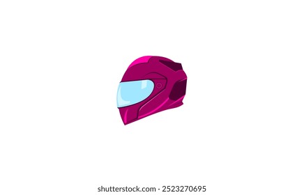 Ilustração vetorial de capacete vermelho biker ou chapéu duro com proteção de face transparente	