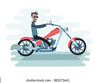 Vector illustration of biker rides a bike