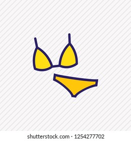 Vector illustration of bikini icon colored line. Beautiful travel element also can be used as swimsuit icon element.