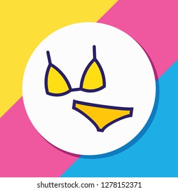 Vector illustration of bikini icon colored line. Beautiful hotel element also can be used as swimsuit icon element.