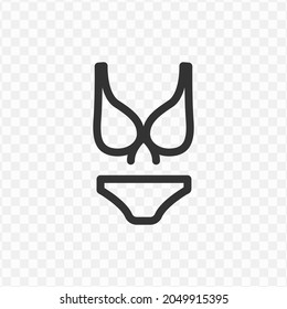 Vector illustration of bikini icon in dark color and transparent background(png).