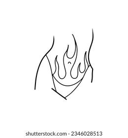 vector illustration of bikini panties with fire
