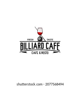 vector illustration of billard logo, cafe, restaurant, glass and billiard vector