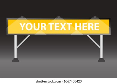 Vector illustration of billboard with light on black background