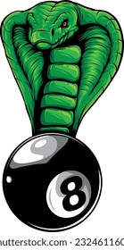 vector illustration of Billiard 8 ball with Cobra snake