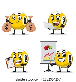 ilustración vectorial del personaje de bola de billar o conjunto de colecciones de mascotas con tema de negocios