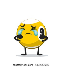 vector illustration of billiard ball character or mascot crying
