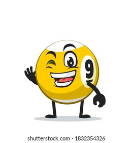 vector illustration of billiard ball character or mascot with nice hand
