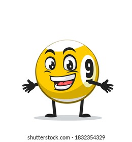 vector illustration of billiard ball character or mascot open hand