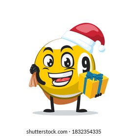 ilustración vectorial del personaje de la bola de billar o mascota que lleva sombrero santa