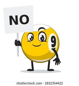 ilustración vectorial del personaje de la bola de billar o del signo de retención de mascota dice no