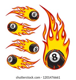 Vector Illustration Of A Billiard Ball In Fire