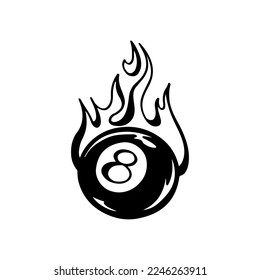 vector illustration of a billiard ball with fire
