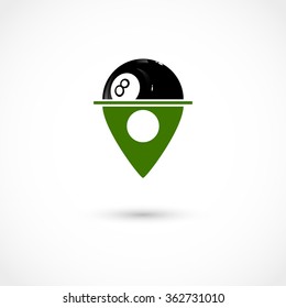 Vector illustration of Billiard club tag. Eps 10, contains transparency