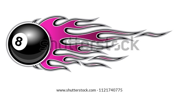 Vector illustration\
of billiards pool snooker 8 ball with hot rod flames. Ideal for\
sticker car and motorcycle decal sport logo design template and any\
kind of decoration.