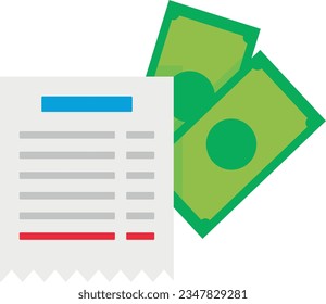 Vector illustration of bills with money. Payment of bills and debts.