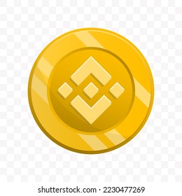 Vector illustration of Binance coin in gold color on transparent background (PNG).