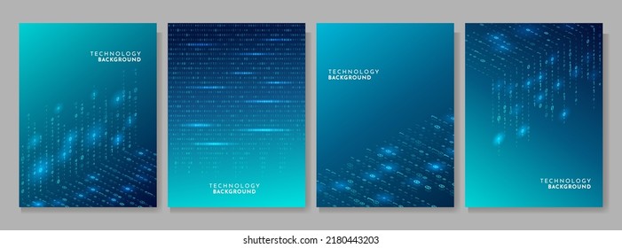 Vector illustration. Binary code background. Software programming concept. Glowing numbers and dots. Digital data. Technological style. Design for brochure, book cover, magazine, poster, layout - Shutterstock ID 2180443203
