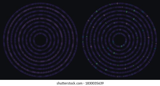 vector illustration of binary code in concentric circles design for information technologies development