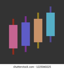 vector illustration. binary options. Japanese candlestick chart in grey background.