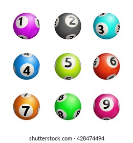 Vector illustration of bingo balls. Isolated on white background.