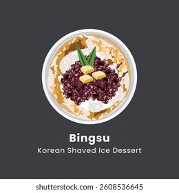 Vector illustration of Bingsu most popular dessert korean and thailand