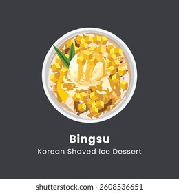 Vector illustration of Bingsu most popular dessert korean and thailand