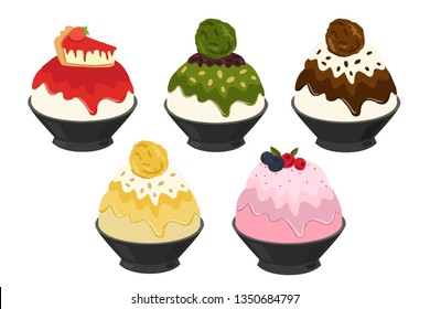 Vector illustration of Bingsu,most popular dessert korean and thailand