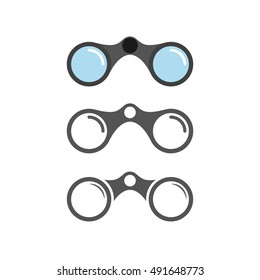 Vector illustration. Binocular icon set. Flat style. Designed for interface, game, graphic design.