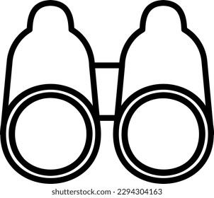 Vector illustration of a binocular line icon. Observe from a distance. Exploration and adventures icon.
