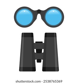 Vector illustration of binoculars, front and top views, isolated on white background