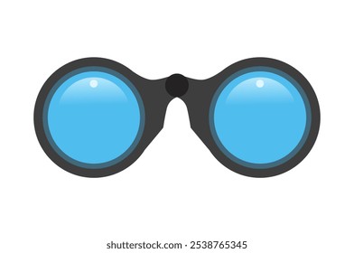 Vector illustration of binoculars, front view, isolated on white background