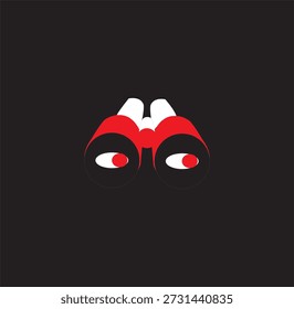 Ilustración vectorial de binoculares para búsqueda, observación y exploración