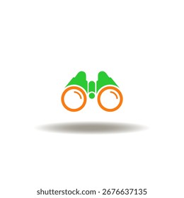Ilustración vectorial de prismáticos. Símbolo de descubrimiento, de mirar, de buscar, de buscar, de ver, de mirar. Icono de la exploración. Signo de unirse a nosotros, difícil elección.
