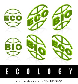 Vector illustration of bio eco Product isometric 3D, isolated on white background