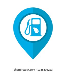 Vector illustration of biofuel location icon. Map pointer symbol for website and app. Biofuel sign inside pinpoint.