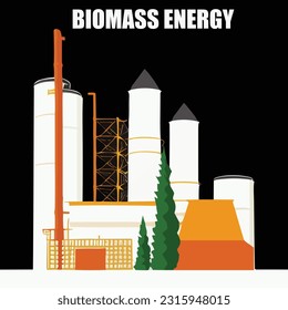 Vector illustration of biomass energy. Green energy. Renewable energy source