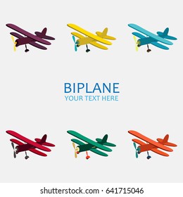 Vector illustration of biplane in color monochrome