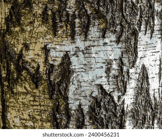 Vector illustration of Birch bark texture. The texture of the birch bark. Birch bark background. Birch tree trunk, Betula pendula.
