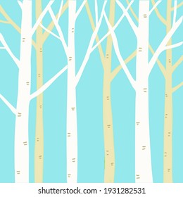 A vector illustration of a birch forest