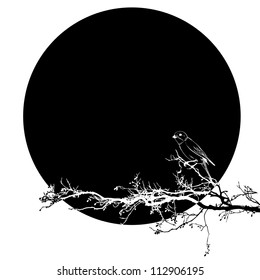 vector illustration with bird in black and white colors