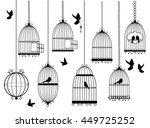 vector illustration of bird cages with flying birds