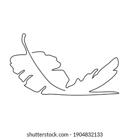Vector illustration of bird feather. Modern one line art. Can be use as home decor such as posters, wallpapers, tattoo, t-shirt print or embroidery and as social media design