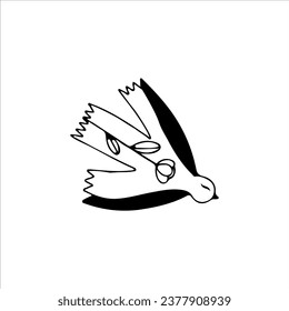 Vektorgrafik von Vogel mit Blumen