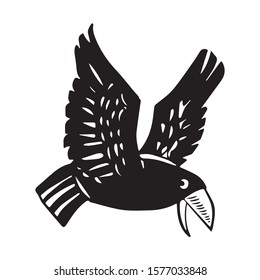 vector illustration of bird graphic design, art, tattoo sketch, emblem, print, crow