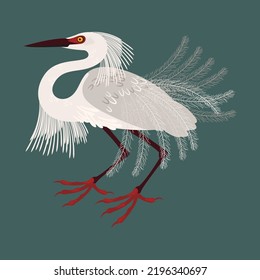 vector illustration bird great egret