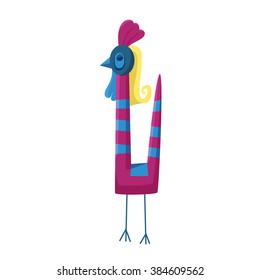 Vector illustration of bird, hen. One of 9 set of birds and hens. Can be used for spring and easter cards, illustrations, ...