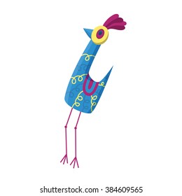 Vector illustration of bird, hen. One of 9 set of birds and hens. Can be used for spring and easter cards, illustrations, ...