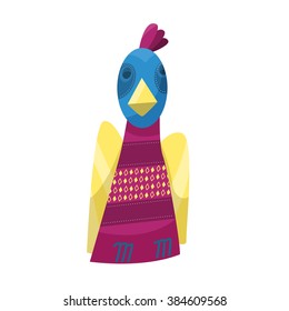 Vector illustration of bird, hen. One of 9 set of birds and hens. Can be used for spring and easter cards, illustrations, ...