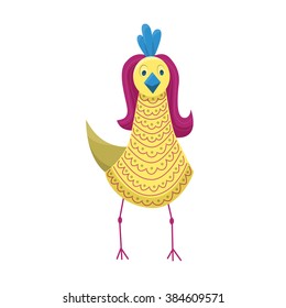 Vector illustration of bird, hen. One of 9 set of birds and hens. Can be used for spring and easter cards, illustrations, ...
